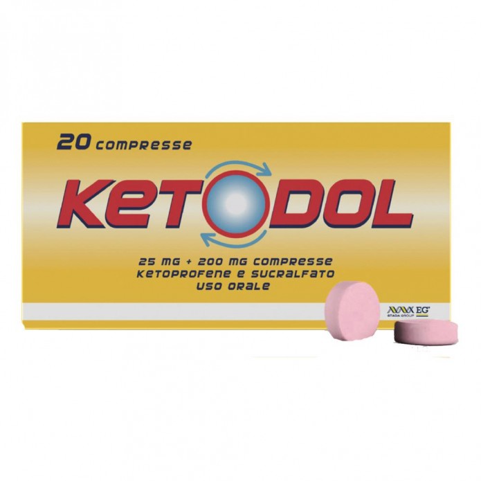 Ketodol 20 compresse 25 mg + 200 mg Antinfiammatorio e analgesico gastroprotetto