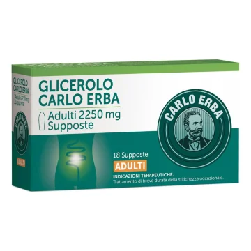 Glicerolo Carlo Erba 18 supposte Per Adulti 2250mg - Trattamento Della Stitichezza Occasionale