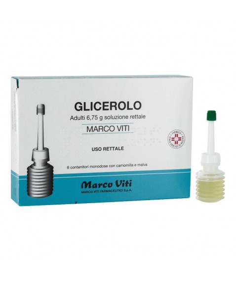 Glicerolo Marco Viti Adulti 6,75 gr 6 Contenitori Monodose con Camomilla e Malva - Soluzione rettale