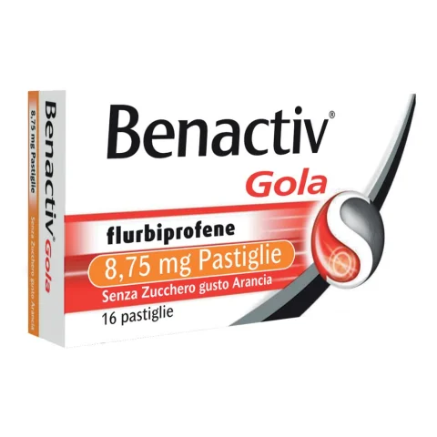 Benactiv Gola 8,75 mg 16 Pastiglie senza zucchero gusto Arancia