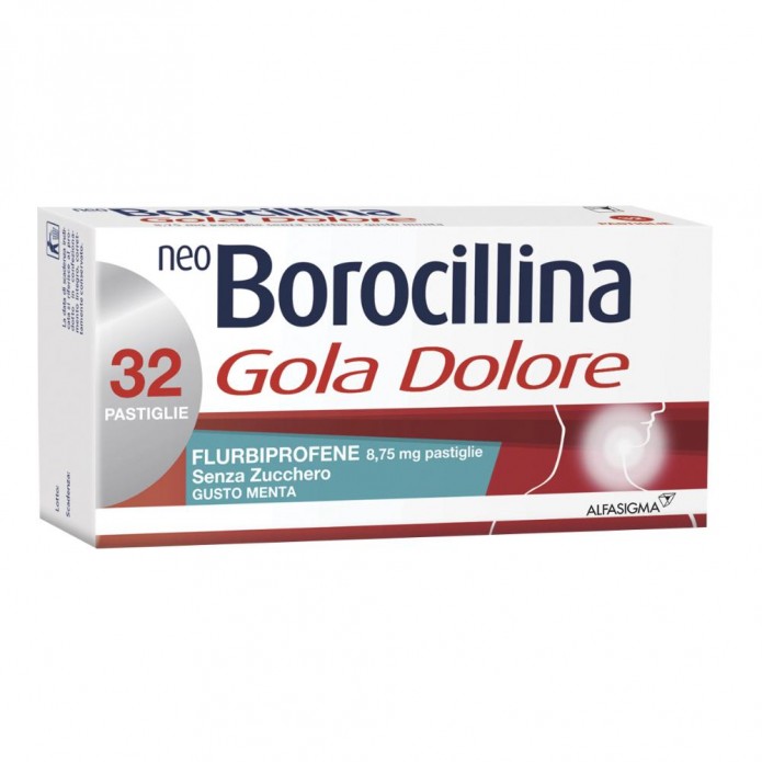 Neoborocillina Gola Dolore 32 Pastiglie 8,75mg Menta Senza Zucchero