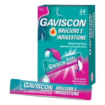 Gaviscon Bruciore E Indigestione 24 buste per il trattamento del reflusso gastro esofageo e dell'acidit&agrave;