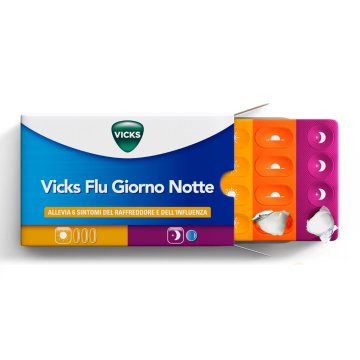 Vicks Flu Giorno Notte 16 Compresse per Sintomi del Raffreddore e dell'Influenza