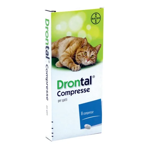 DRONTAL GATTO  FARMACO CONTRO PARASSITI E VERMI INTESTINALI 8 COMPRESSE