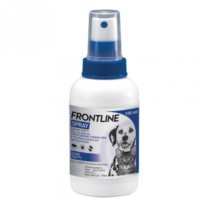 Frontline Spray 100 ml - Antiparassitario contro zecche e pulci nel cane e nel gatto dai 2 giorni di vita