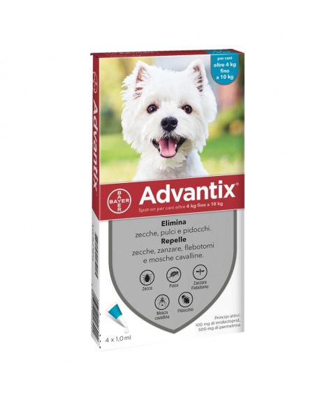 Advantix Spot On 1 pipetta 1 ml da 4 a 10 kg  Antiparassitario per cani da 4 a 10 kg