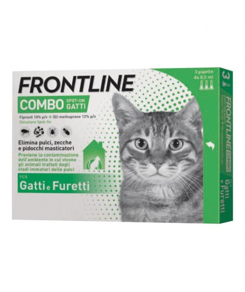 Frontline Combo 3 pipette 0,5 ml gatti Antiparassitario per gatti