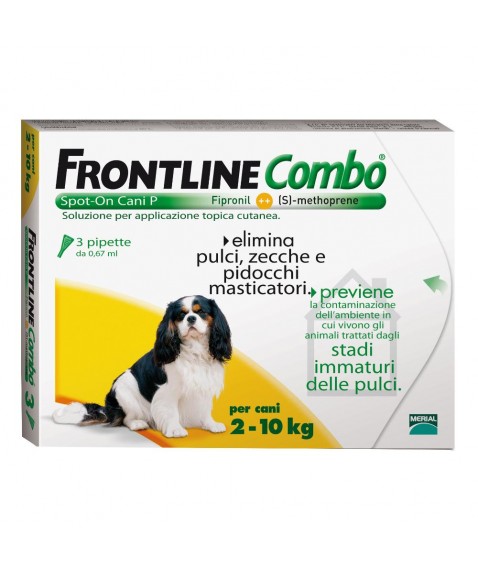 Frontline Combo Spot-On Antiparassitario Cani Piccola Taglia 2-10 kg 3 Pipette da 0,67 ml 