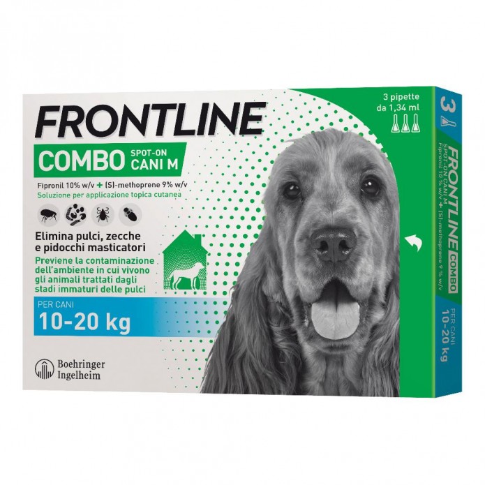 Frontline Combo Spot-On Antiparassitario Cani Taglia Media 10-20 kg 3 Pipette da 1,34 ml 