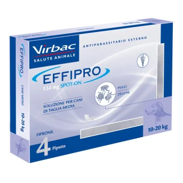 Effipro Spot-On Antiparassitario per Cani di Taglia Media da 10 kg a 20 kg 4 Pipette 1,34 ml - Trattamento per le infestazioni da pulci e zecche