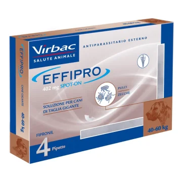 Effipro Spot-On Antiparassitario per Cani di Taglia molto Grossa da 40 kg a 60 kg 4 Pipette 402 mg - Trattamento per le infestazioni da pulci e zecche