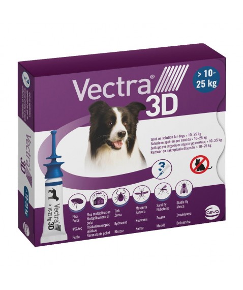 VECTRA 3D Antiparassitario 3 pipette per cani da 10 a 25Kg - BLU