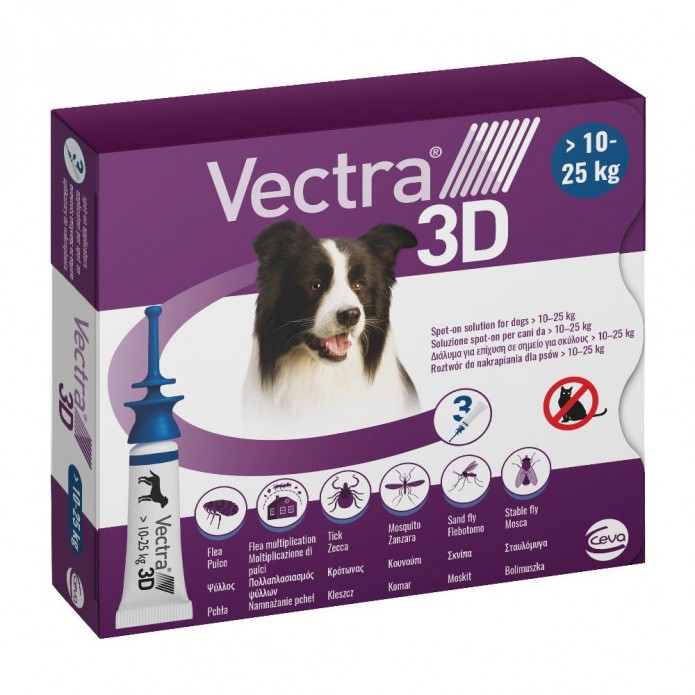 VECTRA 3D Antiparassitario 3 pipette per cani da 10 a 25Kg - BLU