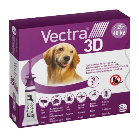 Vectra 3D Antiparassitario per Cani 25-40 kg Viola 3 Pipette