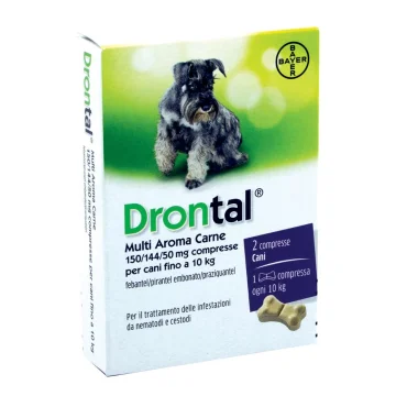 DRONTAL CANE MULTI AROMA CARNE CONTRO PARASSITI E VERMI INTESTINALI 2 COMPRESSE