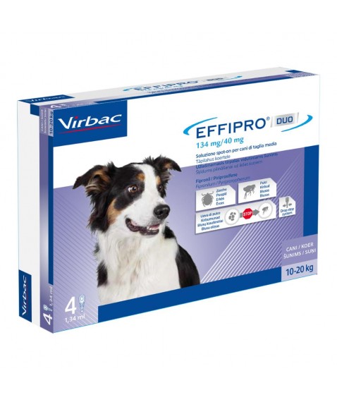 Effipro Duo Spot-On 4 Pipette 1,34 ml per Cani di Taglia Media da 10 a 20 kg - Antiparassitario