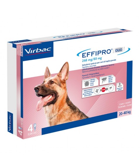 Effipro Duo Spot-On Pipette 2,68 ml per Cani di Grossa Taglia da 20 a 40 kg - Antiparassitario