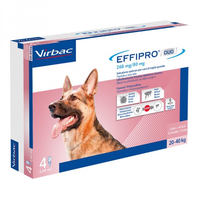 Effipro Duo Spot-On Pipette 2,68 ml per Cani di Grossa Taglia da 20 a 40 kg - Antiparassitario