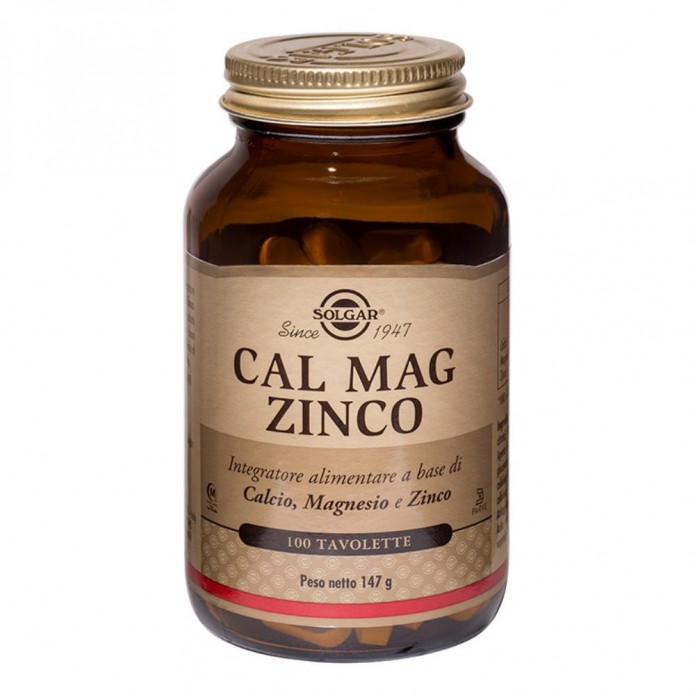 Solgar Cal Mag Zinco 100 Tavolette - Integratore alimentare a base di calcio magnesio e zinco