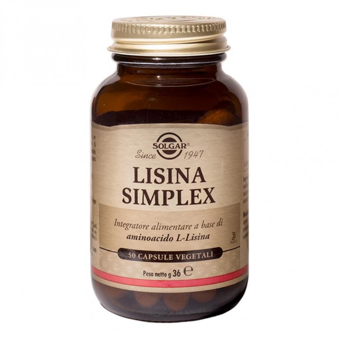 Solgar Lisina Simplex 50 Capsule Vegetali - Integratore di aminoacidi 
