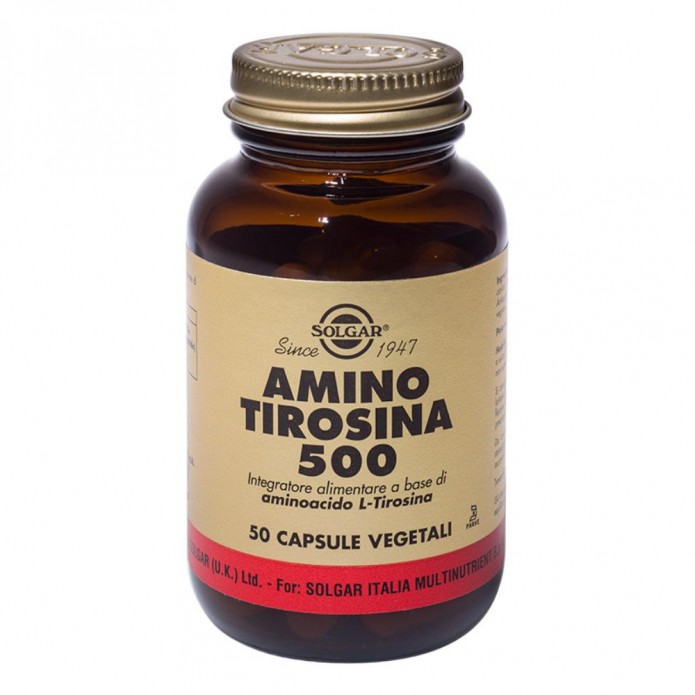 Solgar Amino Tirosina 500 50 Capsule Vegetali - Integratore alimentare per la tiroide