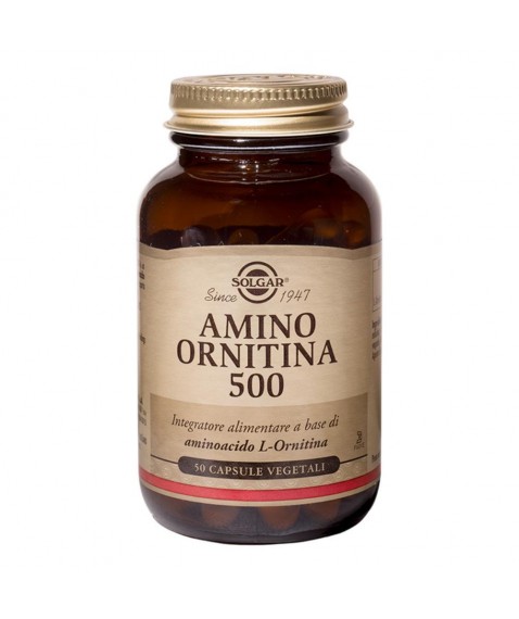 Solgar Amino Ornitina 500 50 Capsule Vegetali - Integratore alimentare a base di aminoacido L-Ornitina depura dall'ammoniaca in eccesso