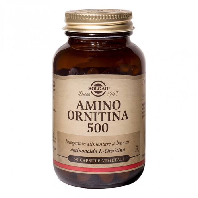 Solgar Amino Ornitina 500 50 Capsule Vegetali - Integratore alimentare a base di aminoacido L-Ornitina depura dall'ammoniaca in eccesso