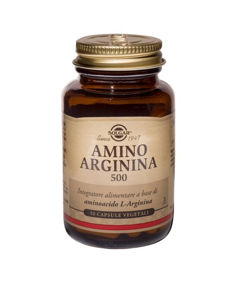Solgar Amino Arginina 500 50 Capsule Vegetali - Integratore alimentare a base di L-Arginina in forma libera