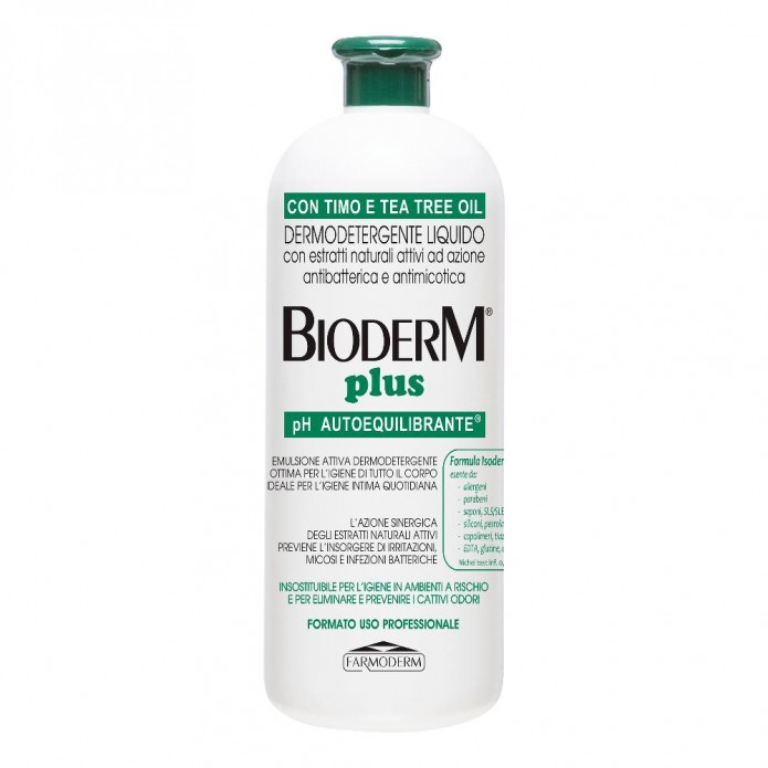 Bioderm Plus Detergente Liquido Antibatterico con Timo e Tea Tree Oil  1 L - Per la perfetta igiene naturale di tutto il corpo
