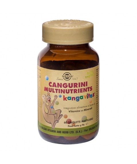 Solgar Cangurini Multinutrients Frutti Tropicali 60 Tavolette - Integratore alimentare a base di vitamine e minerali