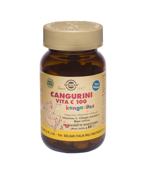 Solgar Cangurini Vita C100 90 Tavolette Masticabili - Vitamina C in tavolette masticabili per bambini e ragazzi 