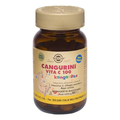 Solgar Cangurini Vita C100 90 Tavolette Masticabili - Vitamina C in tavolette masticabili per bambini e ragazzi 