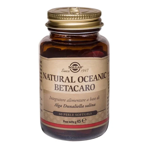 Solgar Natural Oceanic Betacaro 60 Perle Softgels - Integratore alimentare per il benessere della vista e il trofismo e la funzionalità della pelle