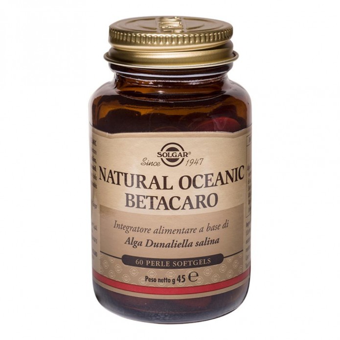 Solgar Natural Oceanic Betacaro 60 Perle Softgels - Integratore alimentare per il benessere della vista e il trofismo e la funzionalità della pelle