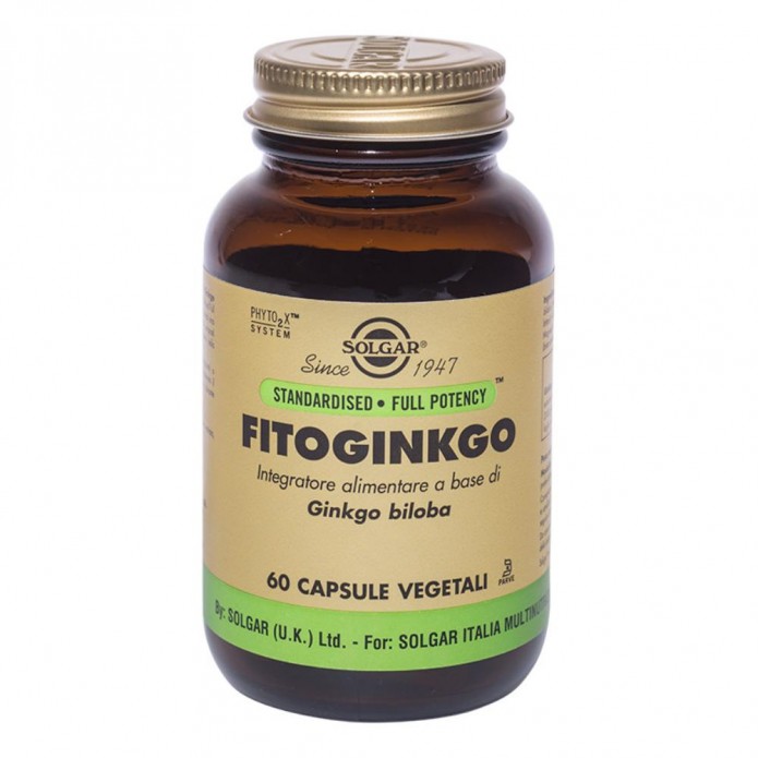 Solgar Fitoginkgo 60 Capsule Vegetali - Integratore antiossidante per la circolazione sanguigna e la memoria