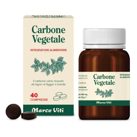Carbone Vegetale Marco Viti 40 Compresse - Integratore alimentare contro il gonfiore addominale