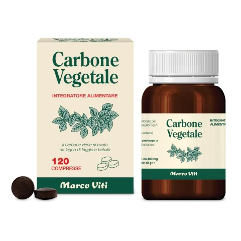 Carbone Vegetale Marco Viti 120 Compresse - Integratore alimentare contro il gonfiore addominale