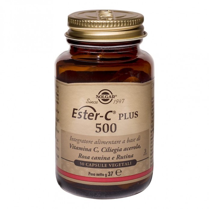 Solgar Ester-C Plus 500 50 Capsule Vegetali - Integratore alimentare a base di vitamina C ad elevato assorbimento non acida