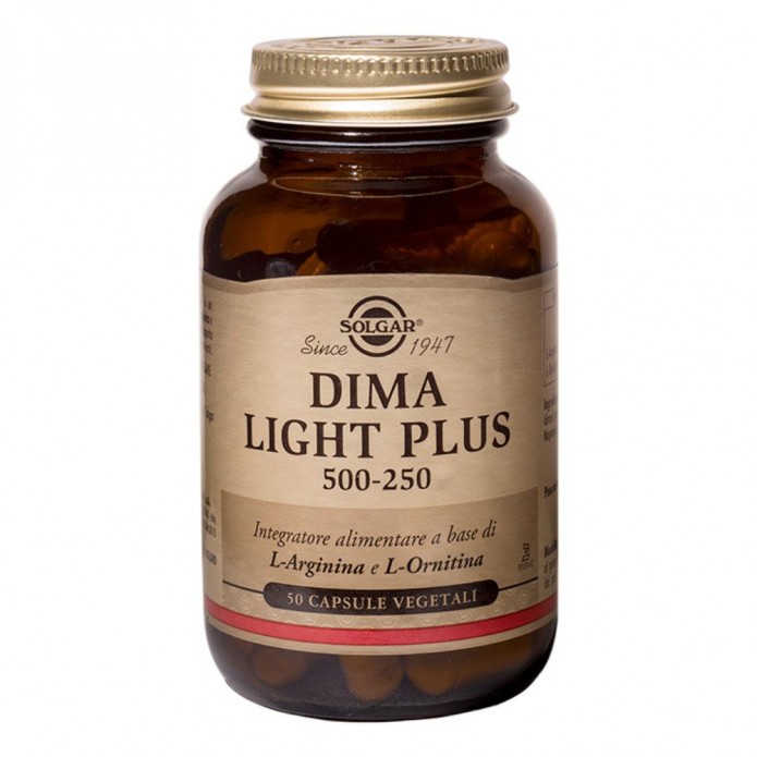 Solgar Dima Light Plus 50 Capsule Vegetali - Integratore alimentare a base di L-Arginina e L-Ornitina per la disintossicazione del fegato