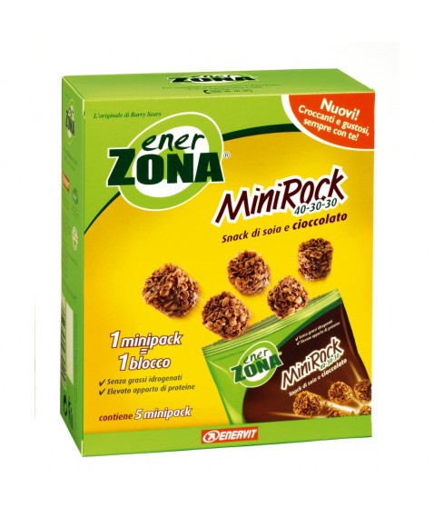 Enerzona MiniRock 40-30-30 Snack di soia e cioccolato al latte astuccio 5 buste