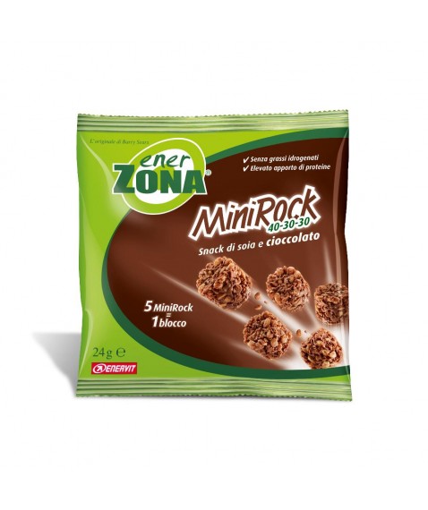 EnerZona MiniRock cioccolato 40-30-30 Snack di soia e cioccolato 1 busta 24 gr