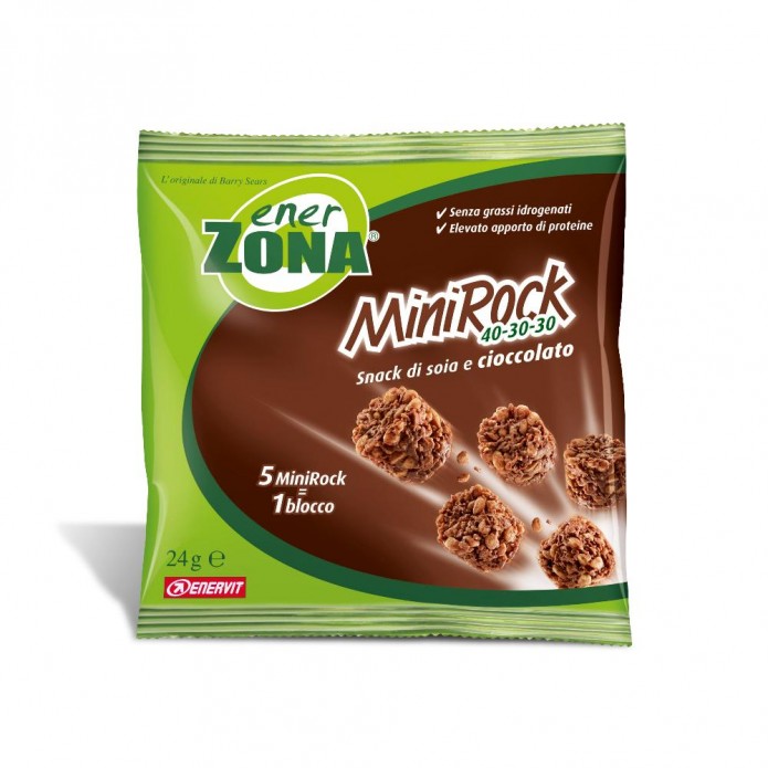 EnerZona MiniRock cioccolato 40-30-30 Snack di soia e cioccolato 1 busta 24 gr