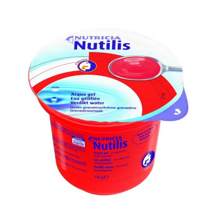 Nutilis Aqua Gel Granatina 12 coppette 125 grammi Bevanda gel per problemi di deglutizione