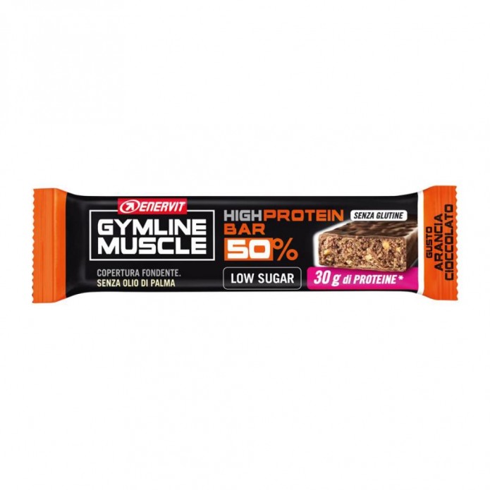 Gymline muscle protein bar 50% barretta proteica gusto arancia cioccolato 1 pezzo
