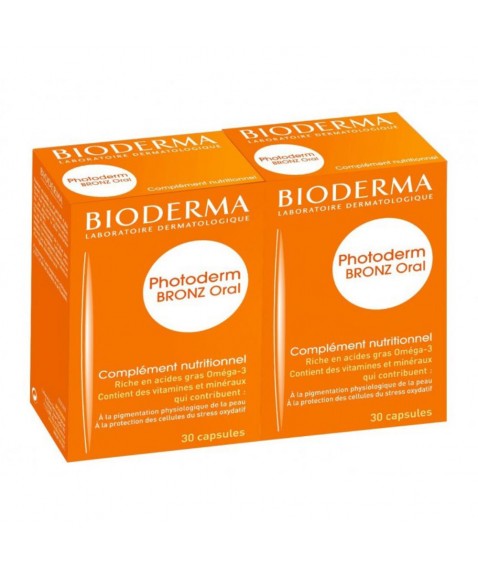 Bioderma Photoderm Oral Bronz 2 Confezioni da 30 Capsule - Integratore alimentare per preparare la pelle al sole