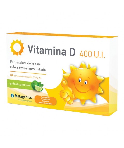 Vitamina D 400UI 84 compresse masticabili Integratore per il benessere osseo del sistema immunitario