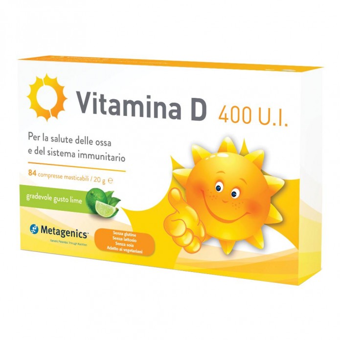 Vitamina D 400UI 84 compresse masticabili Integratore per il benessere osseo del sistema immunitario