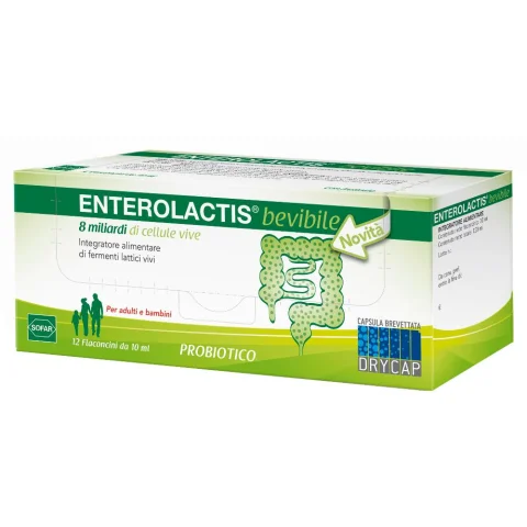 Enterolactis 12 flaconi 10 ml Integratore di fermenti lattici