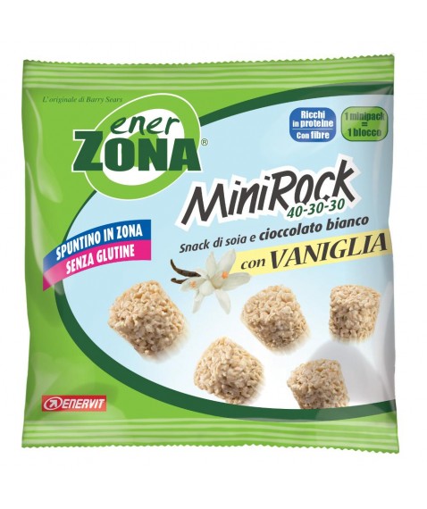 Enerzona MiniRock 40-30-30 snack di soia e cioccolato bianco con vaniglia astuccio 5 minipack