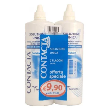 Contacta Sluzione Unica Isotonica per Tutti i Tipi di Lenti a Contatto 2 Flaconi da 360ml